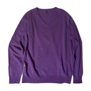 Tom James Mens Purple V-Neck Cashmere Sweater Size Large Quiet Luxury Cozy Comfy